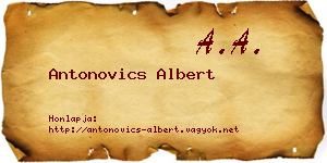 Antonovics Albert névjegykártya